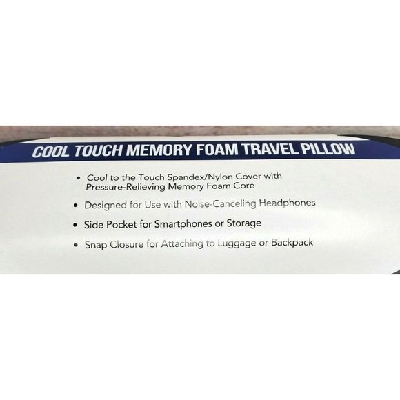 Premium American Tourister Cool Touch Memory Foam Travel Pillow with Pocket - Picture 4 of 12